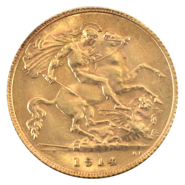 Great Britain Gold 1914 1/2 Sovereign BU