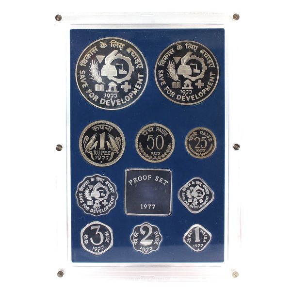 India 1977 10-Piece Development Oriented Proof Set w/ All Original Mint Packaging