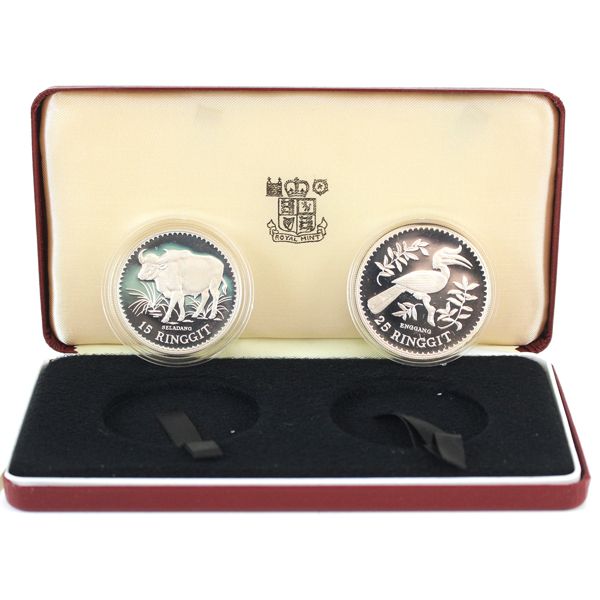 Malaysia Silver 1976 15 & 25 Ringgit .925 Silver Proof 2-Piece Set in Original Packaging w/ COAs.