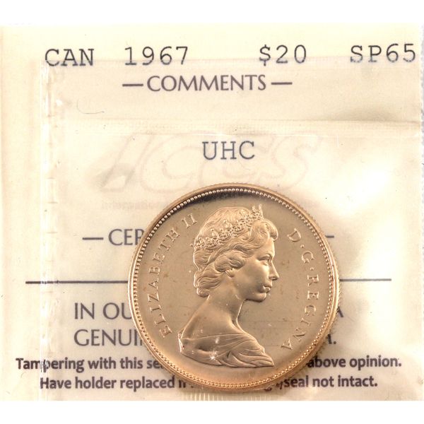 1967 Gold $20 ICCS SP65 UHC