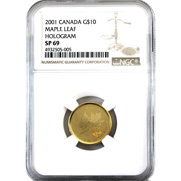 2001 Gold 1/4oz. $10 GML-Hologram NGC SP69 (Tax Exempt)