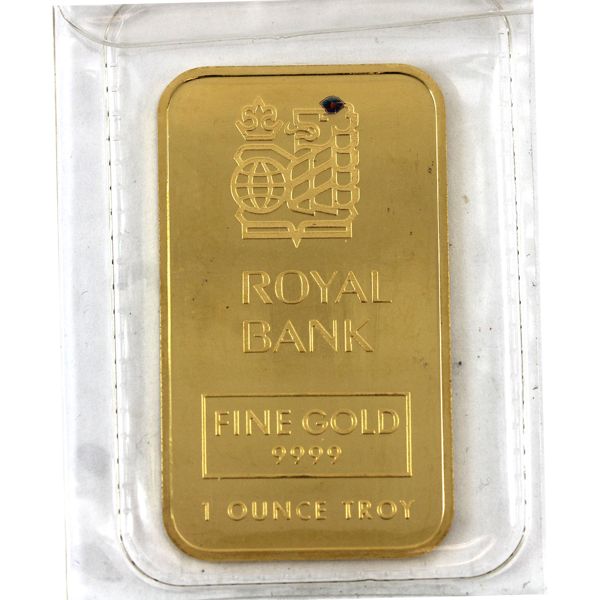 1oz Gold Johnson Matthey-Royal Bank (RBC) .9999 Fine Gold Bar, SN: 007340 *Scarce!* (Tax Exempt)