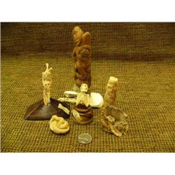 Lot of 7 carved ivory and bone pieces: Imported (33)