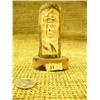 Image 1 : Mastodon ivory bark relief carving of Alaska Native chief on wood base 4" Imported  (33)