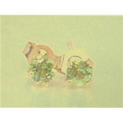 Peridot earrings, 14 K yellow gold, round, faceted approx. .25 carats, Clarity transparent, Color li