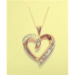 Diamond Heart Pendant, 10K yellow gold, accent diamonds approx. .05 Carats, Clarity SI1, Color H-I, 