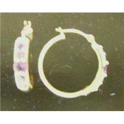 Amethyst hoop earrings, 14K yellow gold, amethyst round, faceted, approx. 1.25 carats, clarity trans