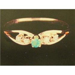 Emerald and Diamond Lady's ring, 14K gold, emerald round, faceted, approx. .10 carats, clarity semi-