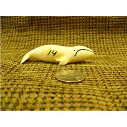 Alaska Native carved Walrus ivory whale 3" long (33)