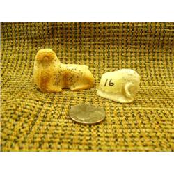 Lot of 2: walrus signed by H.B. Slwooko and musk ox (33)