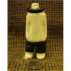 Eskimo man carved of white ivory 4" tall - circa 1960 (33)