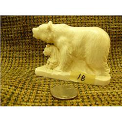 Mammoth ivory of mother bear and cub 2.5" tall, 3.5" length Imported Russian (33)