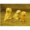 Image 1 : Lot of 3: bone owls with ivory and baleen eyes and baleen beak signed H.B.S. (33)
