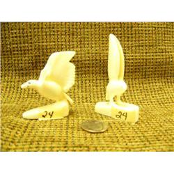 Lot of 2: ivory birds on ivory bases by Emery Jmiak of Diomede, AK (33)