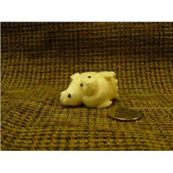 Walrus ivory carving of 2 plump seals back to back (33)