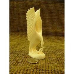 Alaska Native made by Fred Pushruk of Ivory swan feeding her babies 5" (33)