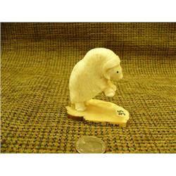 Ivory rearing musk ox on ivory platchet signed by Gilbert Taxac (33)
