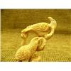Image 4 : Fossilized ivory eagles in tree on wood base 5" Imported (33)