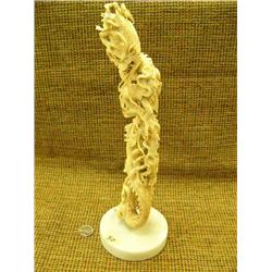 Very detailed and ornate carving of dragons made of bone 13" tall Imported retail price $1550.00 (33