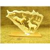 Image 1 : Antler carving of Elk 6" tall 9" width on wood base Imported (33)