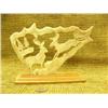 Image 2 : Antler carving of Elk 6" tall 9" width on wood base Imported (33)