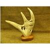Image 2 : Moose Antler carving of a bear and Southeast Alaskan motif on wood base 11" tall 10" wide Imported (