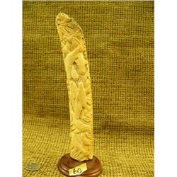 Bone carved with underwater scene of pod of whales 9" tall Imported (33)