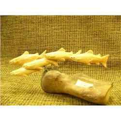 School of salmon made of bone on bone base Imported (33)