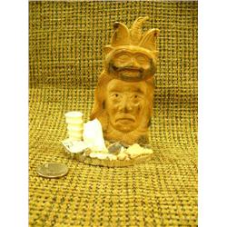 Mammoth Ivory carving 5" tall S.E. Alaska influence of Native Chief with ivory bobbles Imported (33)
