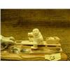 Image 4 : Bone dog team with ivory man and sled 9" long on wood base Imported (33)