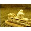 Image 9 : Bone dog team with ivory man and sled 9" long on wood base Imported (33)