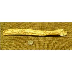 Relief bone carving of underwater scene, pod of whales 12" long Imported (33)