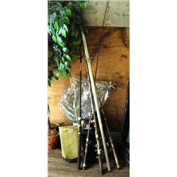 Lot of fishing gear: poles, tackle boxes, and nets (153)