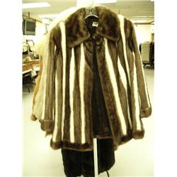 Multi colored mink - striped brown and white coat approx. size M (28)