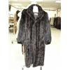 Image 1 : Full length brown mink coat with black sable sleeves approx. size L (28)