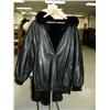 Image 1 : Reversible black leather and mink coat with black fox ruff approx size men's XL