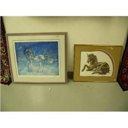 Salvador Daly print signed and numbered 244/300 and double matted and framed print of unicorn by M. 