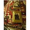 Image 2 : Entire shelf: small oriental rug, old prints, type writer, flat wear, carved wood box, old wood coff
