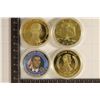 Image 1 : 4 PRESIDENTIAL 1 1/2" TOKENS: 3 GOLD COLORED