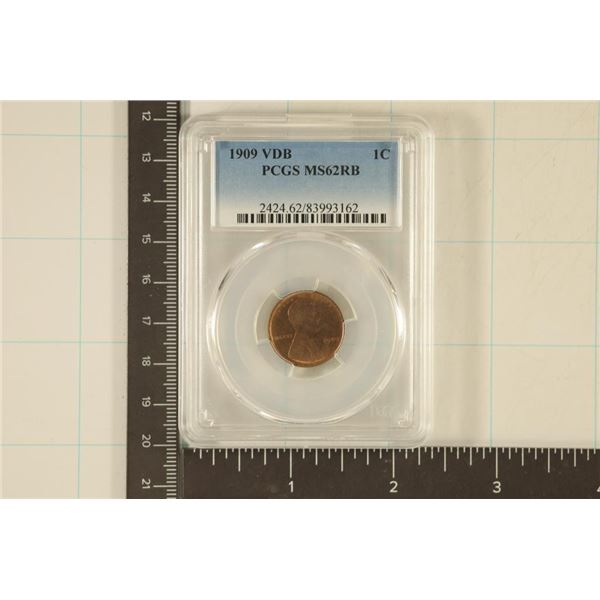 1909 VDB LINCOLN WHEAT CENT PCGS MS62RB