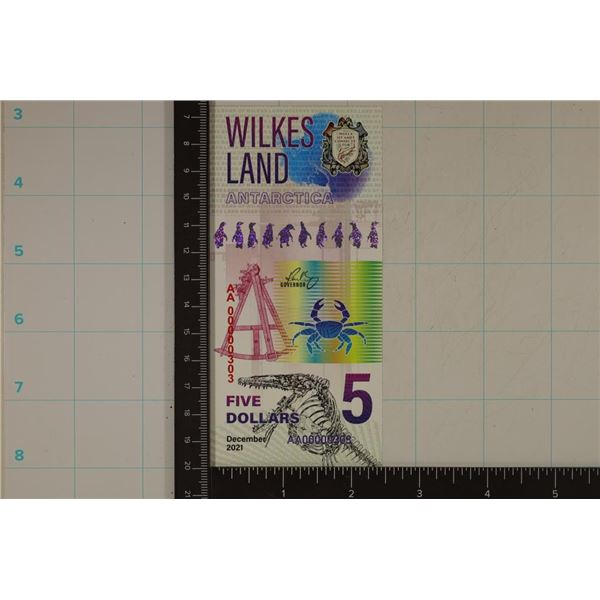 2014 BANK OF WILKES LAND $5 ANTARCTICA CRISP UNC
