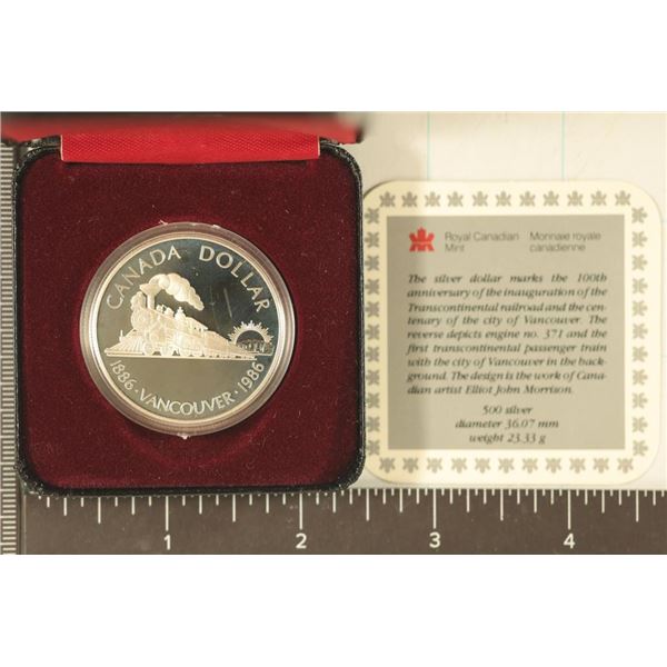1986 CANADA VANCOUVER SILVER PROOF DOLLAR .3750