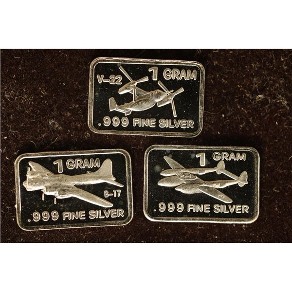 3-1 GRAM SILVER PF AIRPLANED THEMED INGOTS