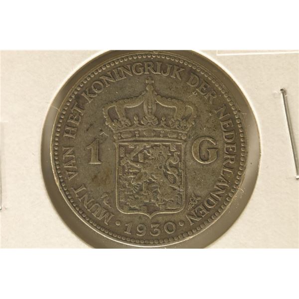 1930 NETHERLANDS SILVER 1 GULDEN .2315 OZ. ASW
