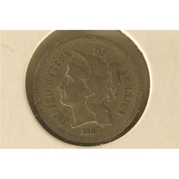 1867 US 3 CENT "NICKEL"