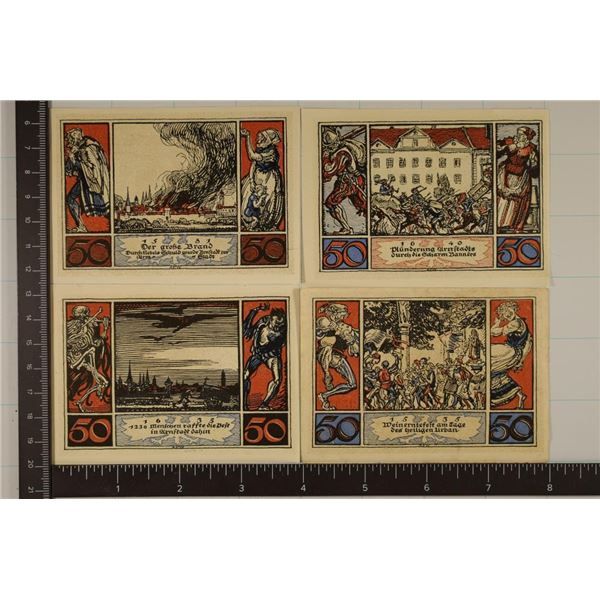 4-1921 GERMAN GULTIG 50 PFENNING NOTGELDS. 3 ARE