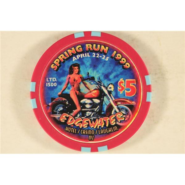 $5 EDGEWATER CASINO CHIP. LAUGHLIN, NEVADA.