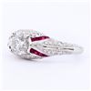 Image 2 : 1.01 ctw Diamond and 0.47 ctw Ruby Platinum Ring (1.66 ctw Diamonds)