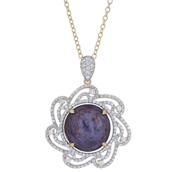 63.46 ctw Purple Sapphire and 4.37 ctw White Sapphire Pendant