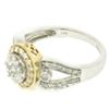 Image 9 : NEW 14k White & Yellow Gold Milgrain 0.75 ctw Pave Set Round Diamond Cluster Rin